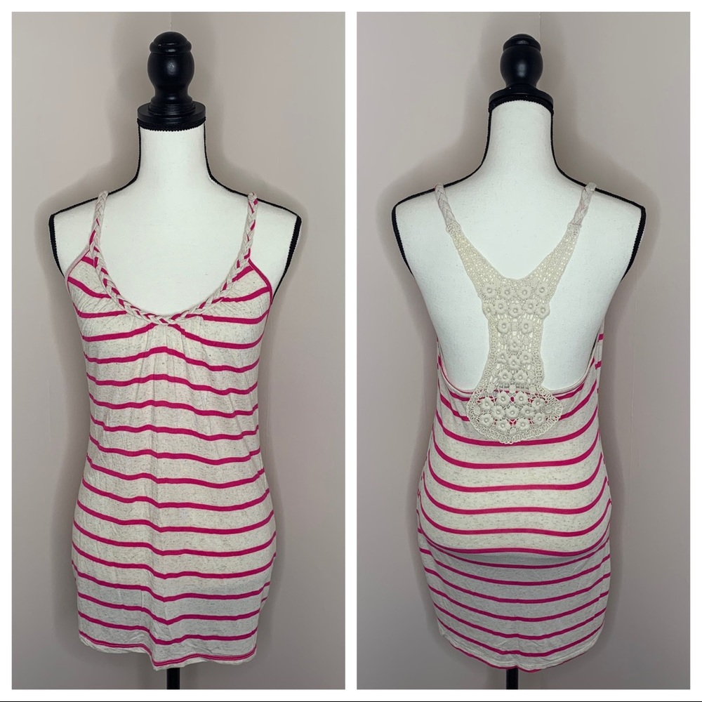 American Dream striped lace tank
